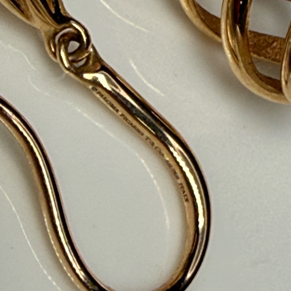 Tiffany & Co Paloma Picasso Luce Spiral Drop Earrings 18K Gold 750 Italy - Picture 5 of 5
